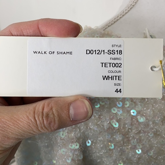 Walk of Shame Allover Sequin Dress Asymmetrical Ruffle NEW WITH TAGS - Picture 8 of 13